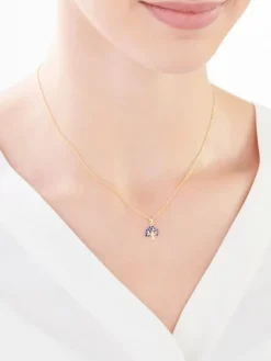 Złota zawieszka z szafirami syntetycznymi - drzewko