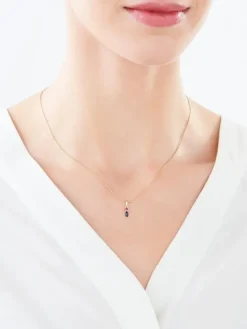 Złota zawieszka z szafirem syntetycznym i rubinem syntetycznym