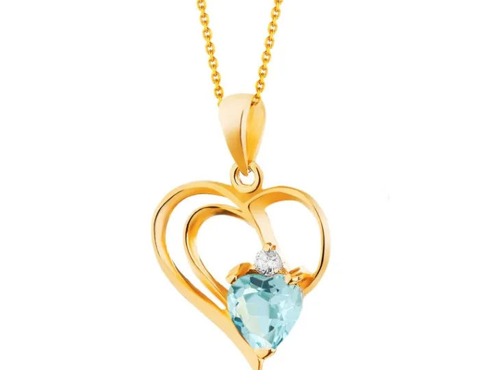 Złota zawieszka z topazem i cyrkonią - serce