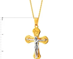 Złota zawieszka z wizerunkiem Chrystusa - krzyż