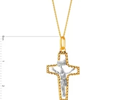 Złota zawieszka z wizerunkiem Chrystusa - krzyż