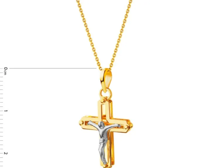 Złota zawieszka z wizerunkiem Chrystusa - krzyż