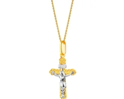 Złota zawieszka z wizerunkiem Chrystusa - krzyż