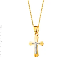 Złota zawieszka z wizerunkiem Chrystusa - krzyż