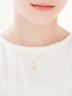 Złota zawieszka z wizerunkiem Chrystusa - krzyż