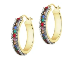 Złote kolczyki - koła, szkło szlifowane