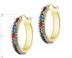 Złote kolczyki - koła, szkło szlifowane