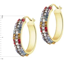 Złote kolczyki - koła, szkło szlifowane