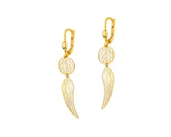 Złote kolczyki - rozety, skrzydła