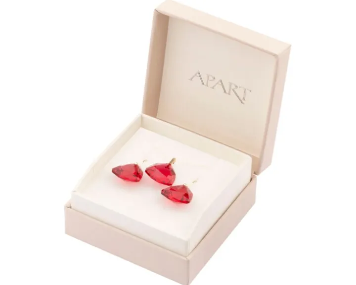 Złote kolczyki i zawieszka z kryształami syntetycznymi - komplet