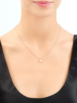 Złote kolczyki i zawieszka z cyrkonią - komplet