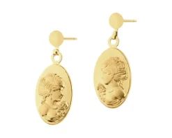 Złote kolczyki i zawieszka - komplet - kamea