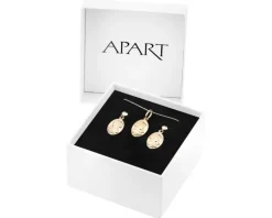 Złote kolczyki i zawieszka - komplet - kamea