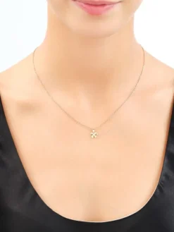 Złote kolczyki i zawieszka z cyrkoniami - komplet - kokardki