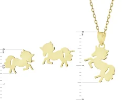 Złote kolczyki i zawieszka - komplet - konie