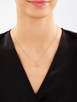 Złote kolczyki i zawieszka z cyrkoniami - komplet - kwiaty lotosu