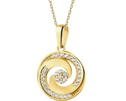 Złote kolczyki i zawieszka z cyrkoniami - komplet