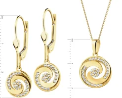 Złote kolczyki i zawieszka z cyrkoniami - komplet