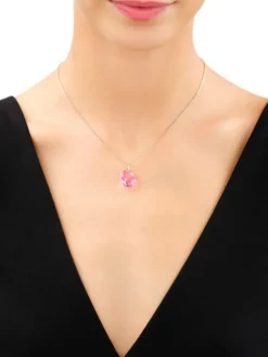 Złote kolczyki i zawieszka z kryształami syntetycznymi - komplet