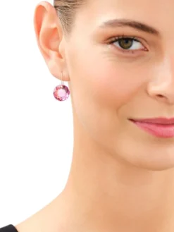 Złote kolczyki i zawieszka z kryształami syntetycznymi - komplet