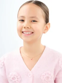 Złote kolczyki i zawieszka z emalią - komplet - wisienki