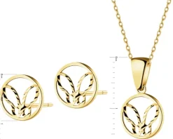 Złote kolczyki i zawieszka - komplet - motyle