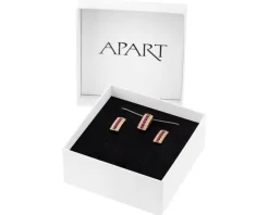 Złote kolczyki i zawieszka z rubinami syntetycznymi i cyrkoniami - komplet