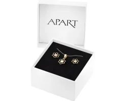 Złote kolczyki i zawieszka - komplet - kwiaty