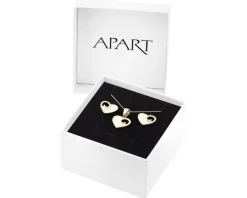 Złote kolczyki i zawieszka - komplet - serca