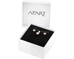 Złote kolczyki i zawieszka z cyrkonią - komplet - serca