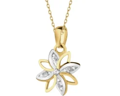 Złote kolczyki i zawieszka z cyrkoniami - komplet - kwiaty