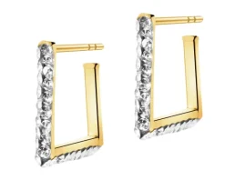 Złote kolczyki, szkło szlifowane