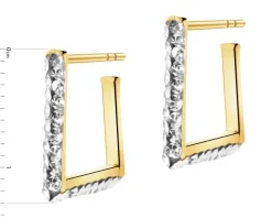 Złote kolczyki, szkło szlifowane