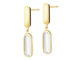 Złote kolczyki, szkło szlifowane