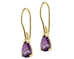 Złote kolczyki z ametystami syntetycznymi