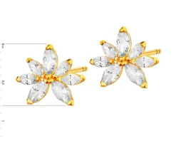 Złote kolczyki z cyrkoniami - kwiaty