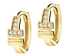 Złote kolczyki z cyrkoniami - koła