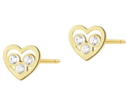 Złote kolczyki z cyrkoniami - serca