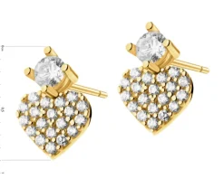 Złote kolczyki z cyrkoniami - serca