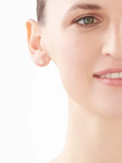 Złote kolczyki z cyrkoniami - kwiaty