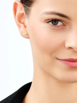 Złote kolczyki z cyrkoniami - kwiaty