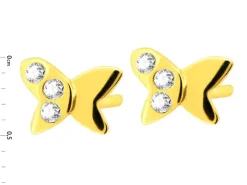 Złote kolczyki z cyrkoniami - motyle