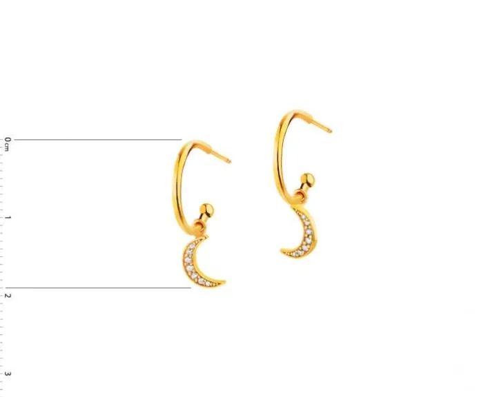 Złote kolczyki z cyrkoniami - Księżyce