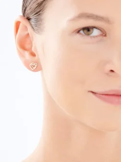 Złote kolczyki z cyrkoniami - serca