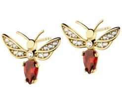 Złote kolczyki z cyrkoniami - owady