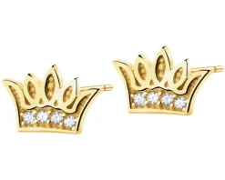 Złote kolczyki z cyrkoniami - korony