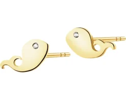 Złote kolczyki z cyrkoniami - wieloryby