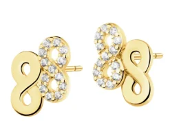 Złote kolczyki z cyrkoniami - nieskończoności