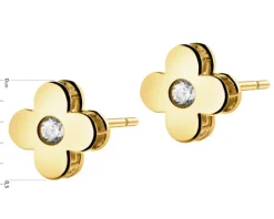 Złote kolczyki z cyrkoniami - kwiaty