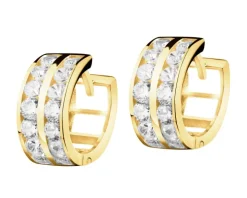 Złote kolczyki z cyrkoniami - koła